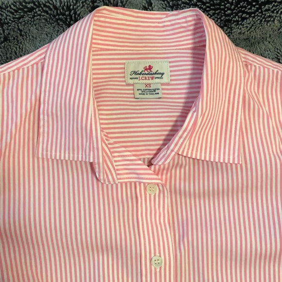 JCrew Pink and white stripe Haberdashery shirt XS - Picture 2 of 5